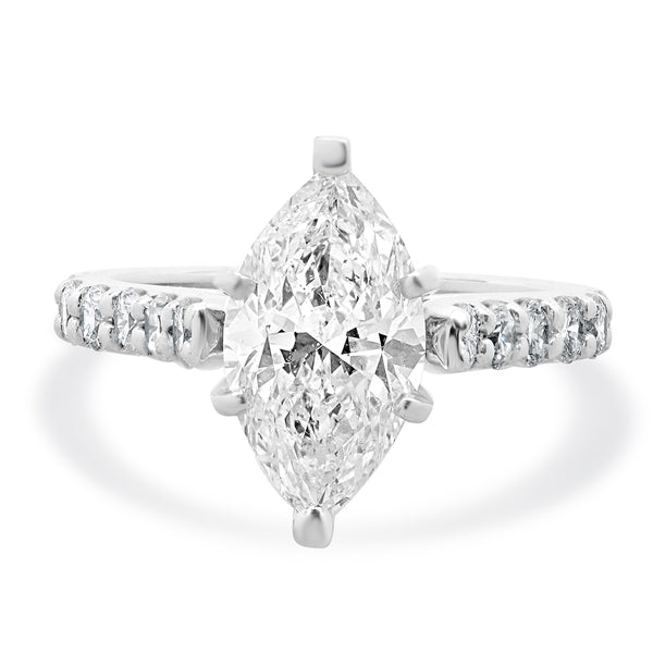 14 Karat White Gold Marquise Cut Diamond Engagement Ring