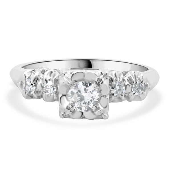 14 Karat White Gold Diamond Engagement Ring
