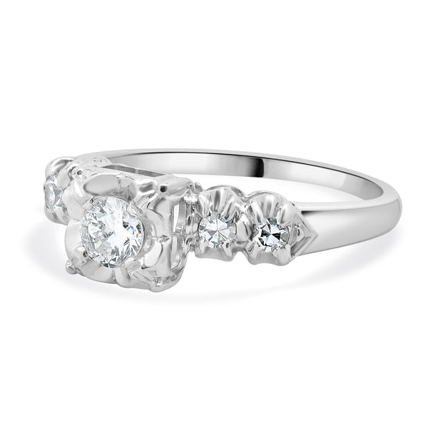 14 Karat White Gold Diamond Engagement Ring