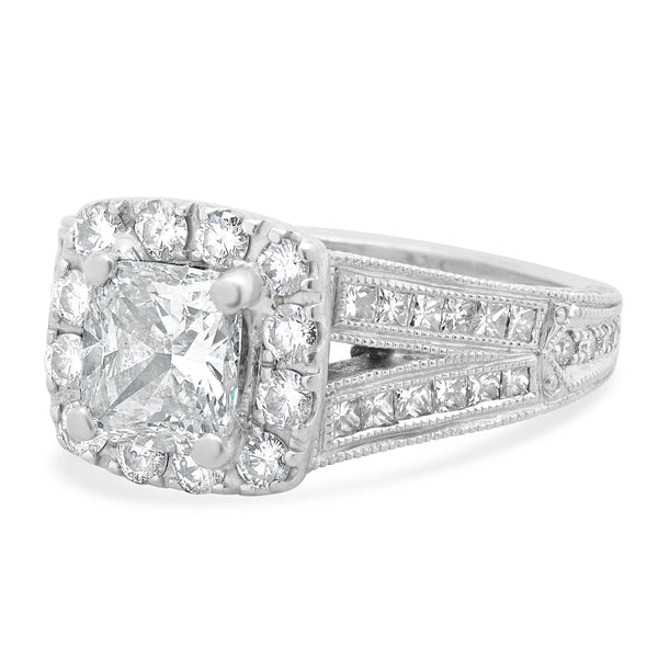 Neil Lane 14 Karat White Gold Cushion Cut Diamond Engagement Ring