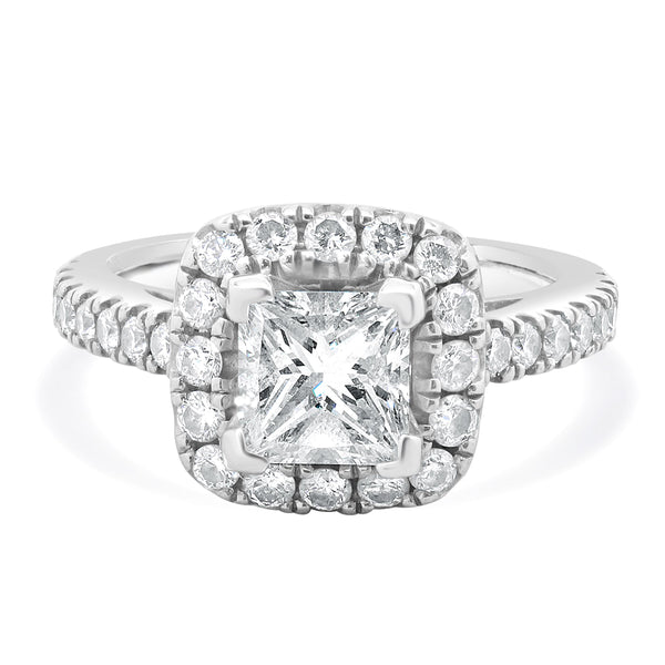 Vera Wang 14 Karat White Gold Princess Cut Diamond Engagement Ring