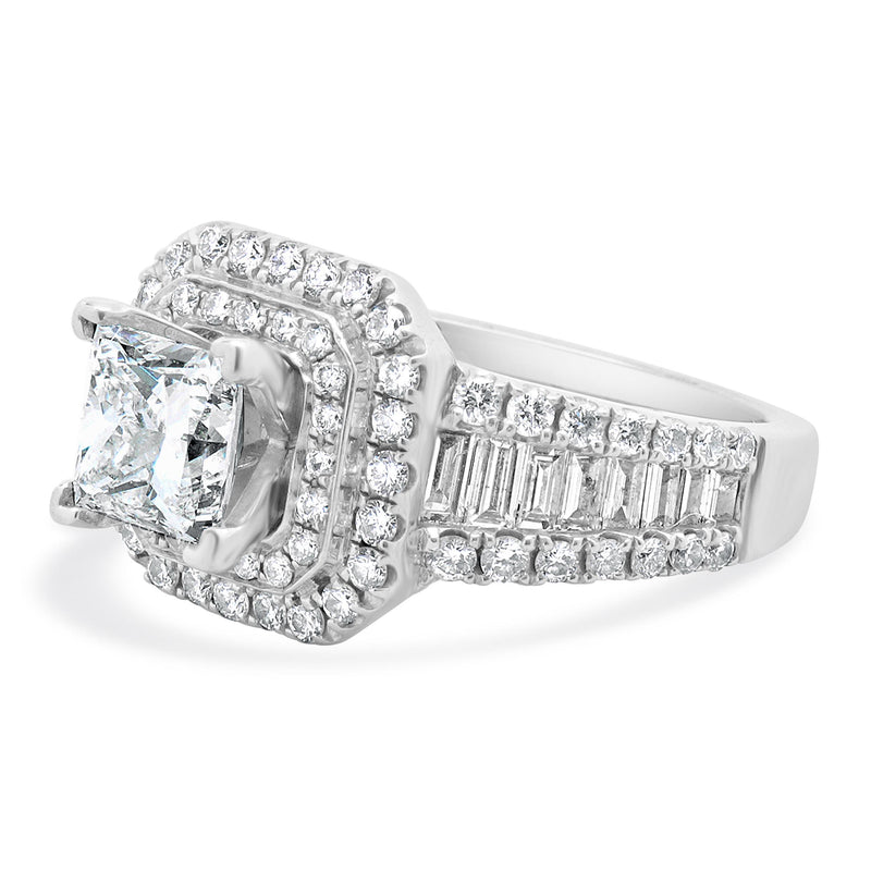 14 Karat White Gold Princess Cut Diamond Engagement Ring