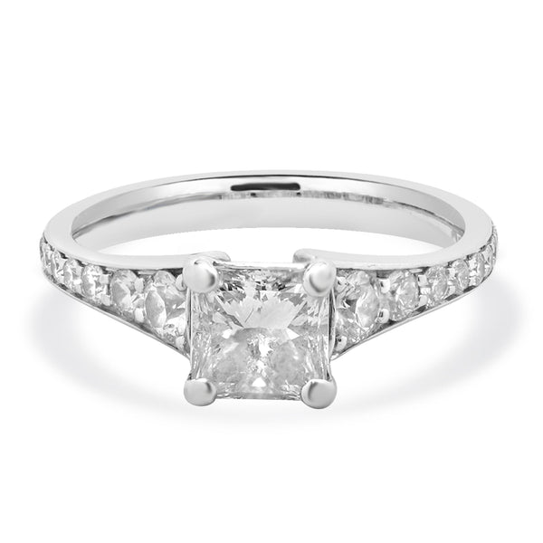 14 Karat White Gold Princess Cut Diamond Engagement Ring