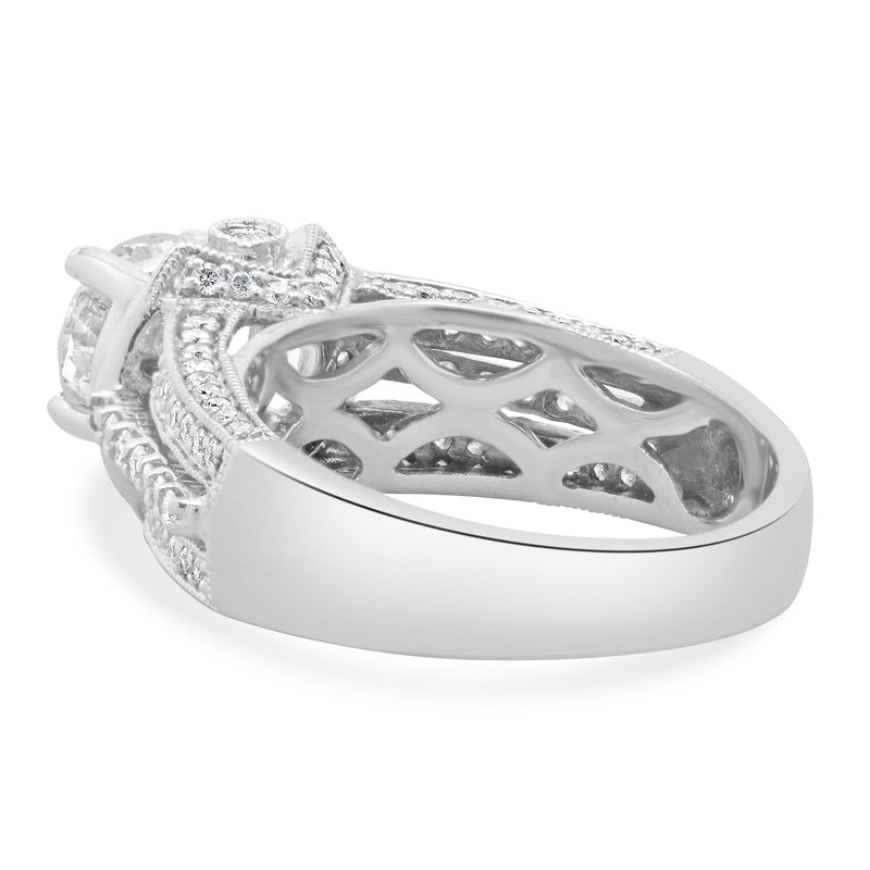 14 Karat White Gold Round Brilliant Cut Diamond Engagement Ring