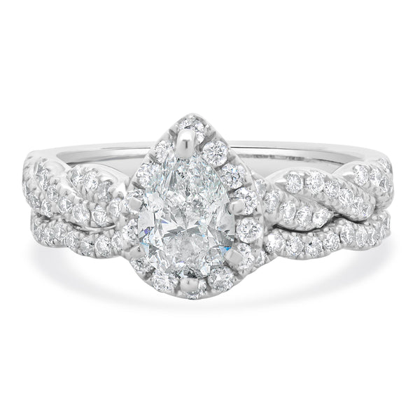 Neil Lane 14 Karat White Gold Pear Cut Diamond Engagement Ring