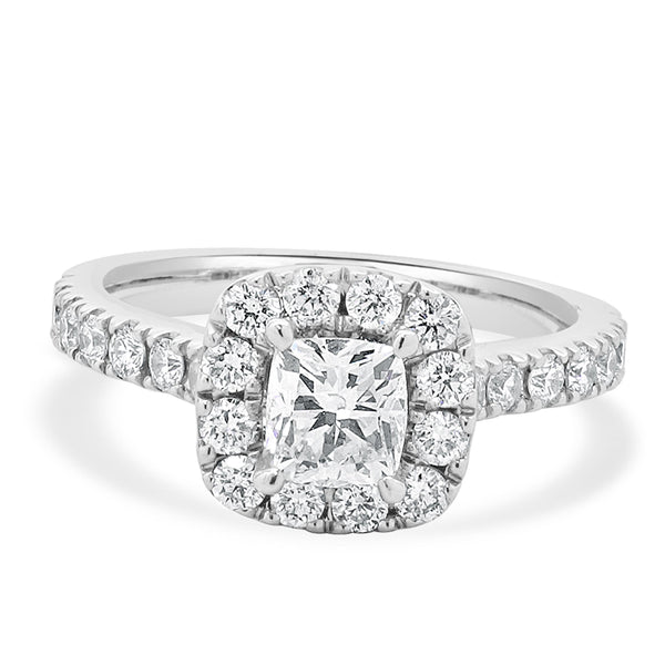 Neil Lane 14 Karat White Gold Cushion Cut Diamond Engagement Ring