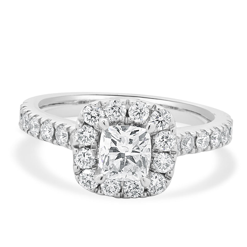 Neil Lane 14 Karat White Gold Cushion Cut Diamond Engagement Ring