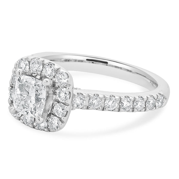 Neil Lane 14 Karat White Gold Cushion Cut Diamond Engagement Ring