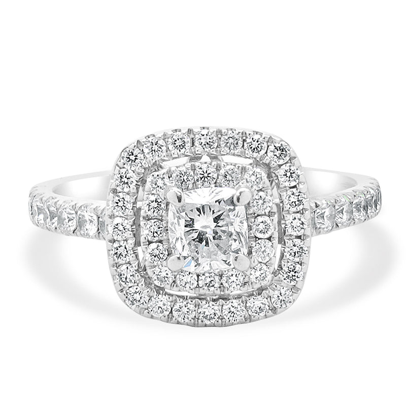 Neil Lane 14 Karat White Gold Cushion Cut Diamond Engagement Ring