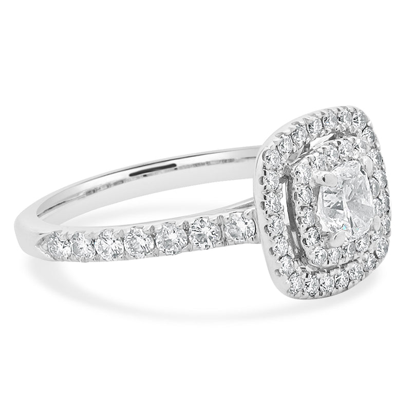 Neil Lane 14 Karat White Gold Cushion Cut Diamond Engagement Ring