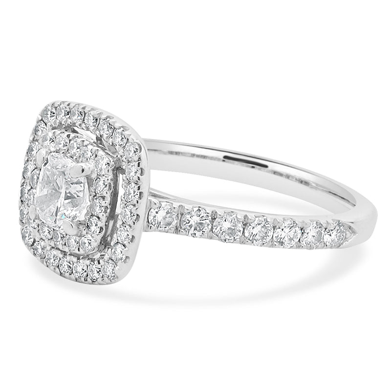 Neil Lane 14 Karat White Gold Cushion Cut Diamond Engagement Ring