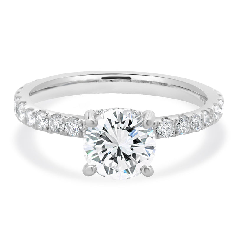 18 Karat White Gold Round Brilliant Cut Diamond Engagement Ring