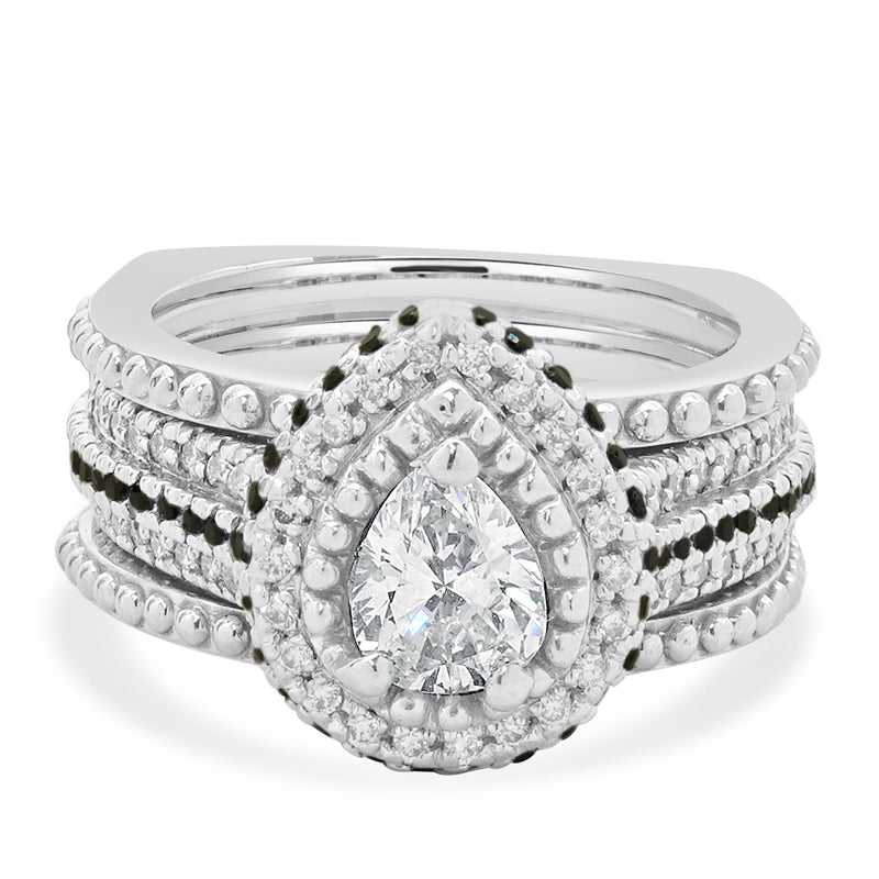 14K White Gold Pear Cut Diamond Engagement Ring