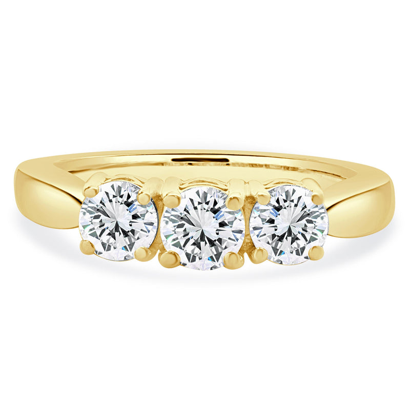 14 Karat Yellow Gold Past, Present, Future Diamond Engagement Ring
