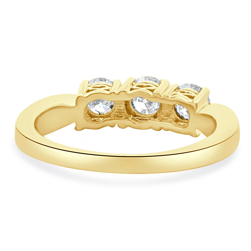 14 Karat Yellow Gold Past, Present, Future Diamond Engagement Ring