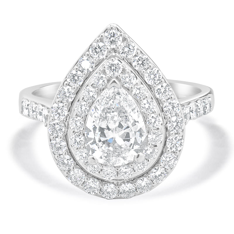 18 Karat White Gold Pear Cut Diamond Engagement Ring