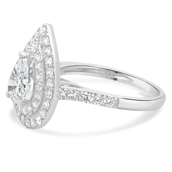 18 Karat White Gold Pear Cut Diamond Engagement Ring