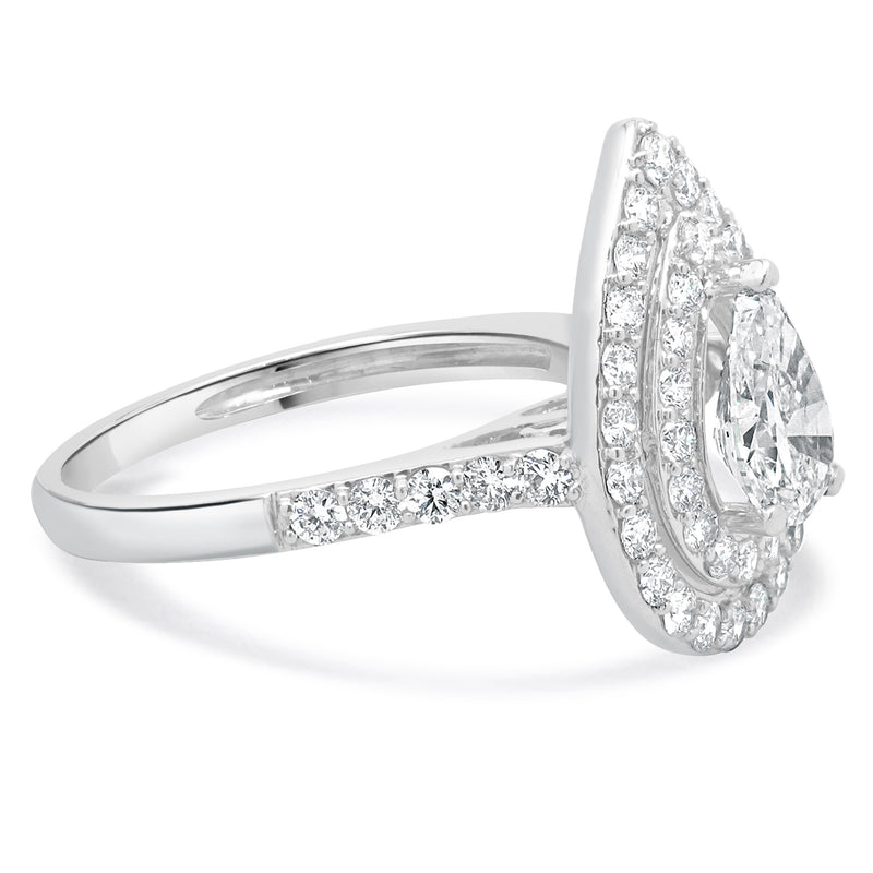 18 Karat White Gold Pear Cut Diamond Engagement Ring