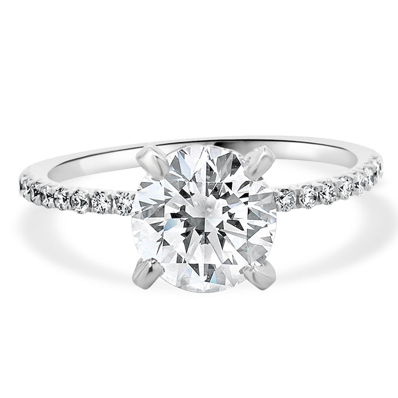 14K White Gold Round Brilliant Cut Diamond Engagement Ring