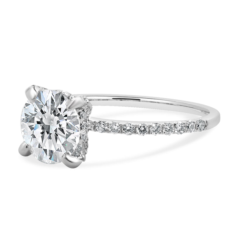 14K White Gold Round Brilliant Cut Diamond Engagement Ring