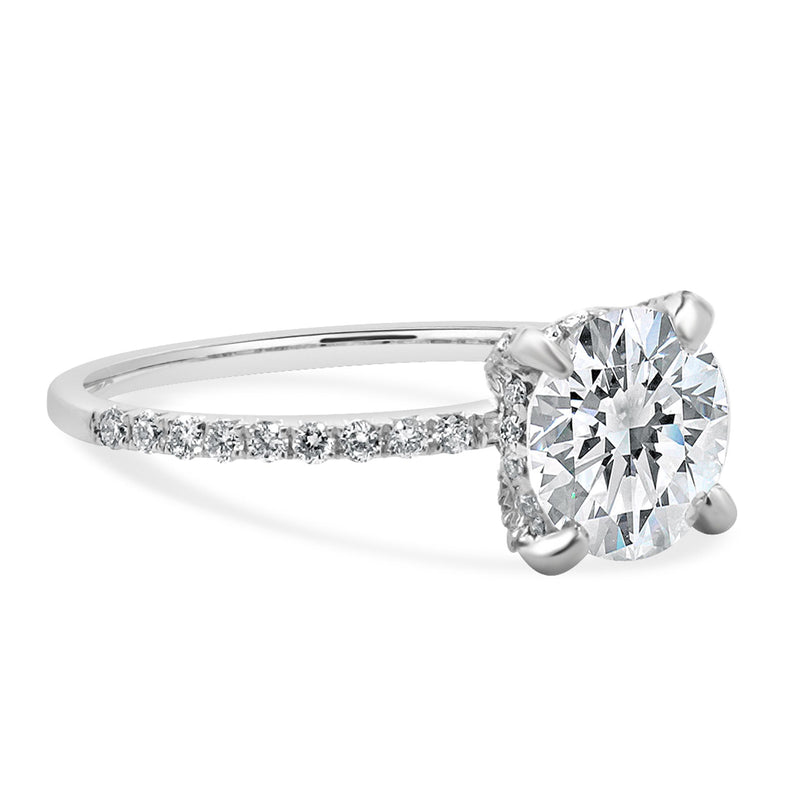 14K White Gold Round Brilliant Cut Diamond Engagement Ring