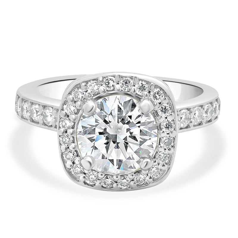 Platinum Round Brilliant Cut Diamond Engagement Ring