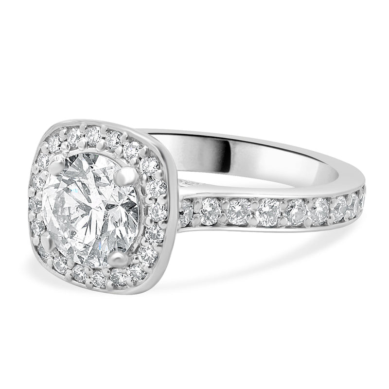 Platinum Round Brilliant Cut Diamond Engagement Ring