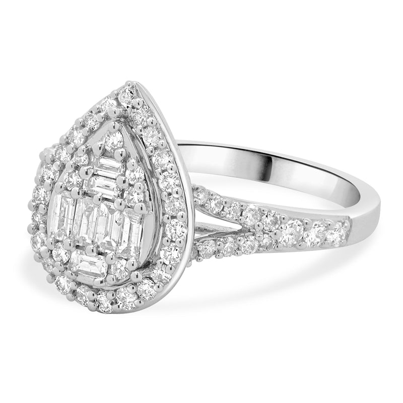 10 Karat White Gold Mosaic Set Diamond Engagement Ring