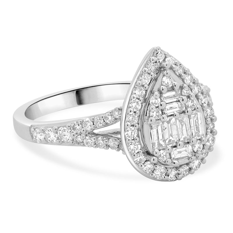 10 Karat White Gold Mosaic Set Diamond Engagement Ring