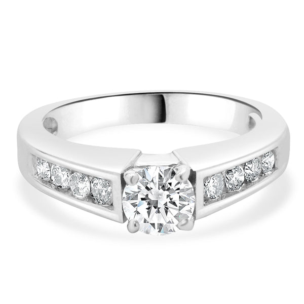 14 Karat White Gold Round Diamond Engagement Ring