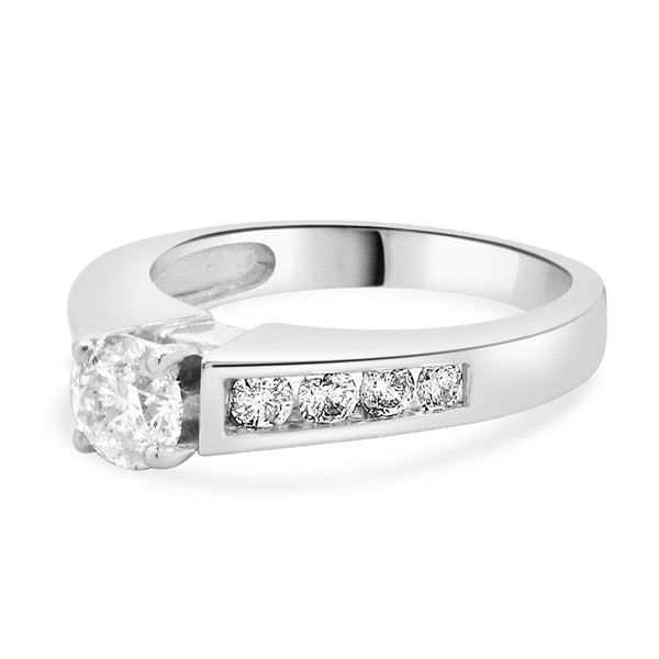14 Karat White Gold Round Diamond Engagement Ring