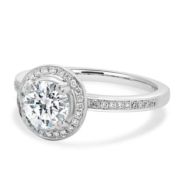 18 Karat White Gold Round Brilliant Cut Diamond Engagement Ring