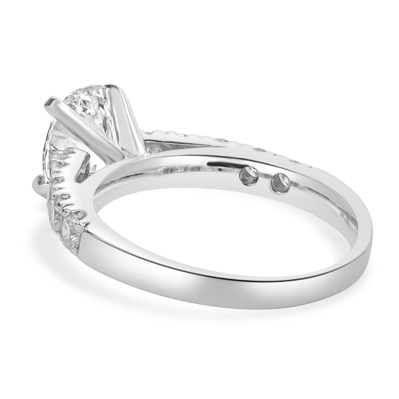 14 Karat White Gold Oval Cut Diamond Engagement Ring