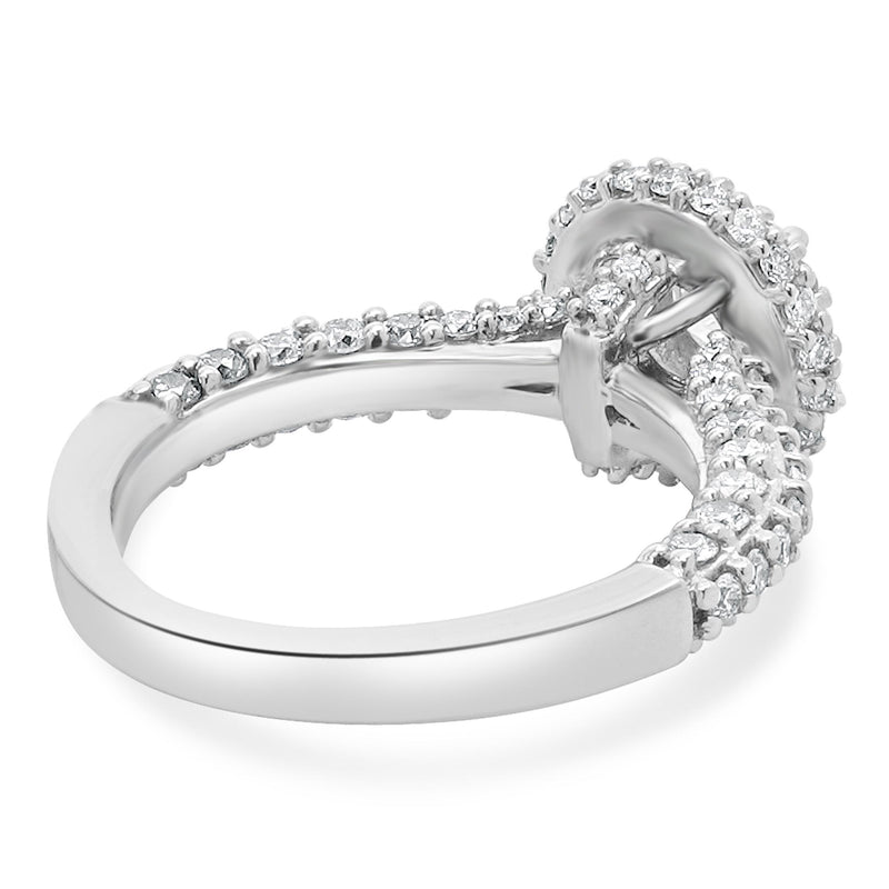 14 Karat White Gold Round Diamond Halo Engagement Ring