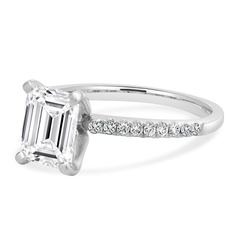 14 Karat White Gold Emerald Cut Diamond Engagement Ring