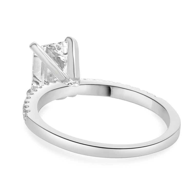 14 Karat White Gold Emerald Cut Diamond Engagement Ring