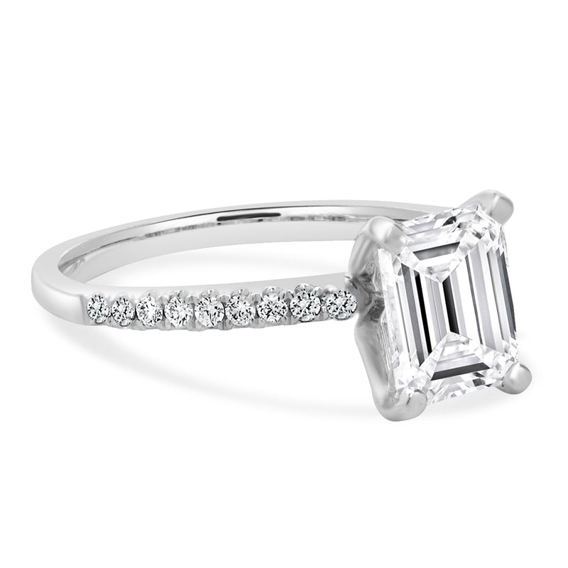 14 Karat White Gold Emerald Cut Diamond Engagement Ring