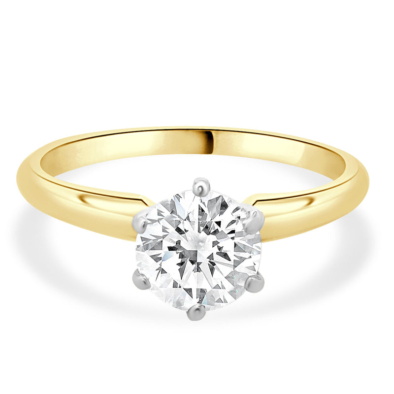 14K Yellow & White Gold Round Cut Diamond Engagement Ring
