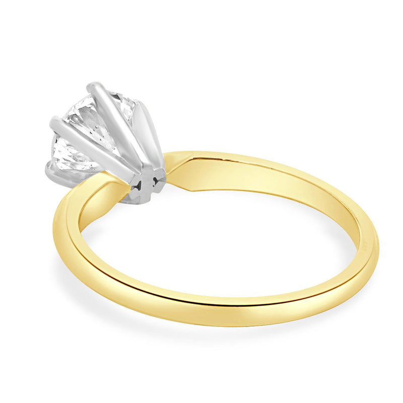 14K Yellow & White Gold Round Cut Diamond Engagement Ring