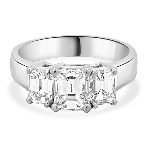 14 Karat White Gold Emerald Cut Diamond Engagement Ring