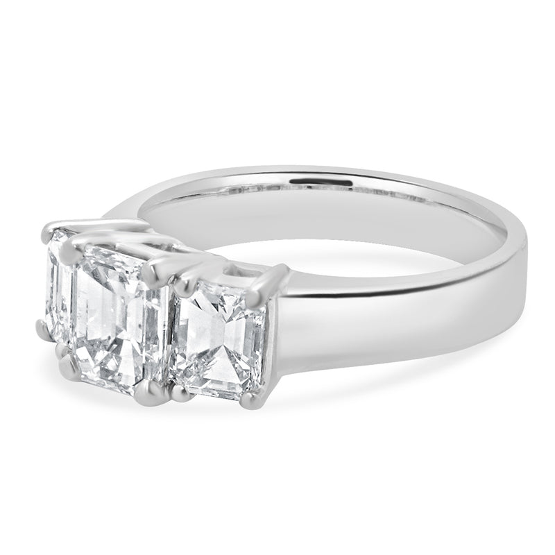 14 Karat White Gold Emerald Cut Diamond Engagement Ring