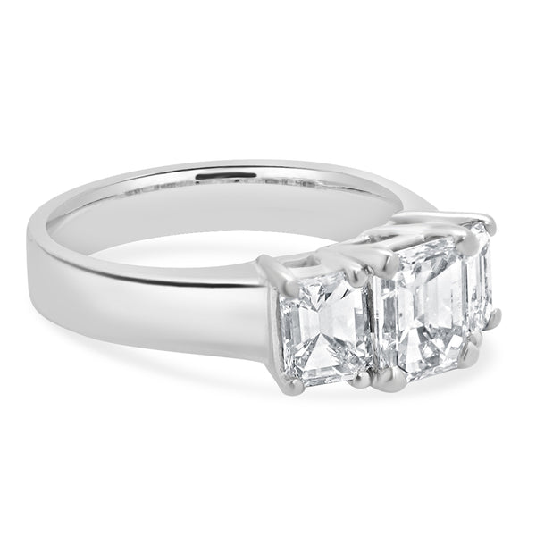 14 Karat White Gold Emerald Cut Diamond Engagement Ring