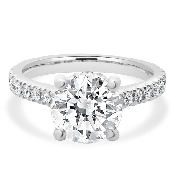 14 Karat White Gold Round Brilliant Cut Diamond Engagement Ring