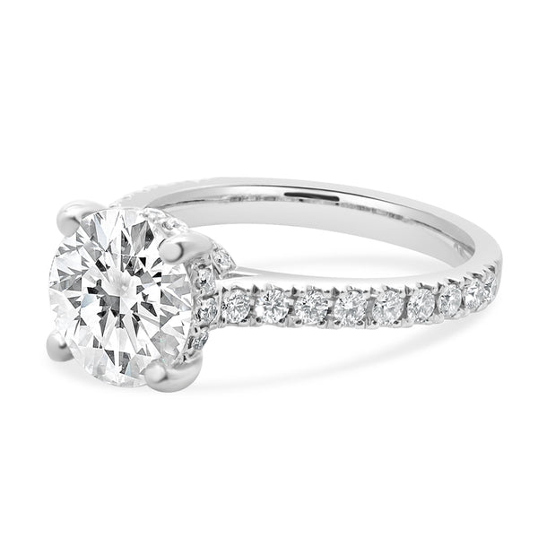 14 Karat White Gold Round Brilliant Cut Diamond Engagement Ring