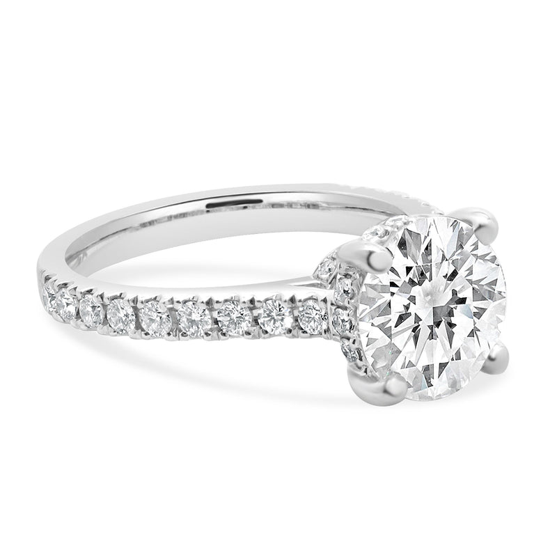 14 Karat White Gold Round Brilliant Cut Diamond Engagement Ring