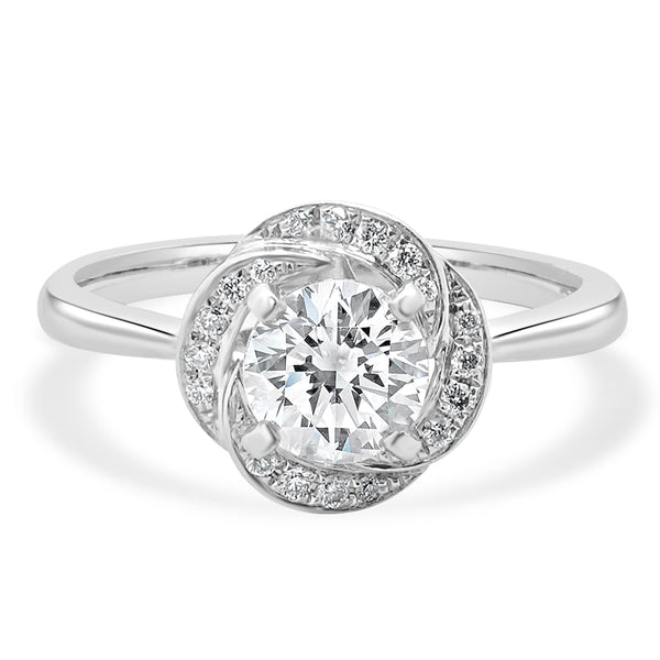 14 Karat White Gold Round Brilliant Cut Diamond Engagement Ring