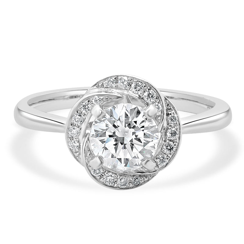 14 Karat White Gold Round Brilliant Cut Diamond Engagement Ring