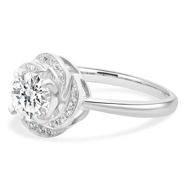 14 Karat White Gold Round Brilliant Cut Diamond Engagement Ring