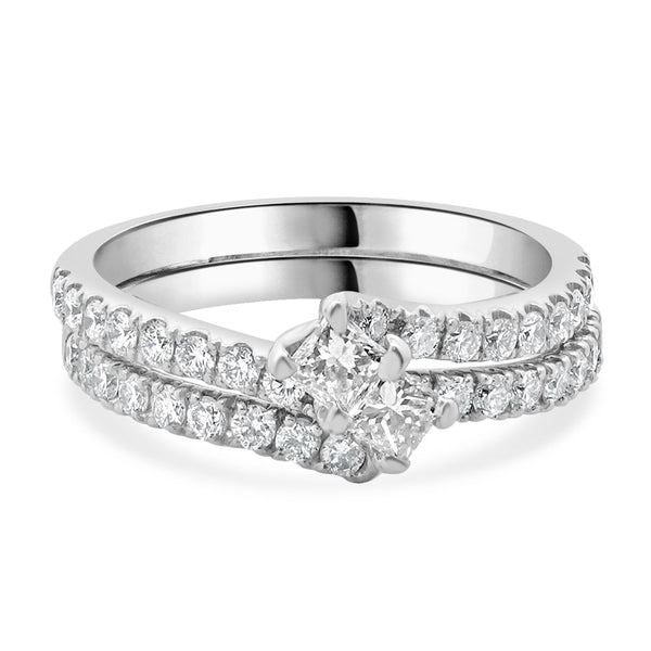 14 Karat White Gold Princess Cut Diamond Wedding Set