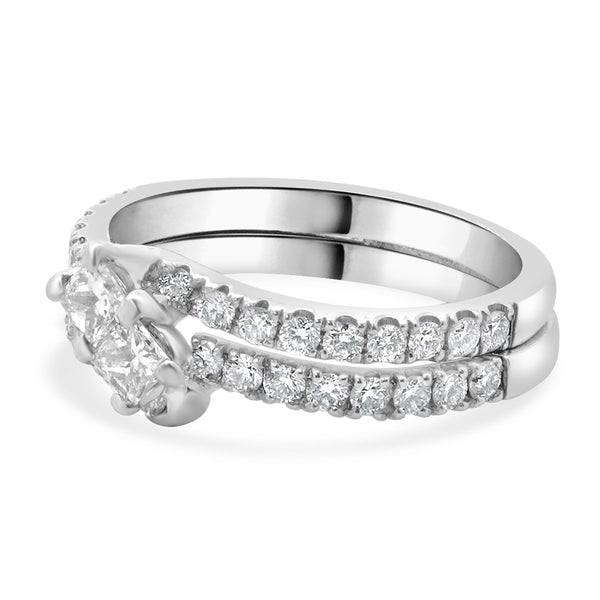 14 Karat White Gold Princess Cut Diamond Wedding Set
